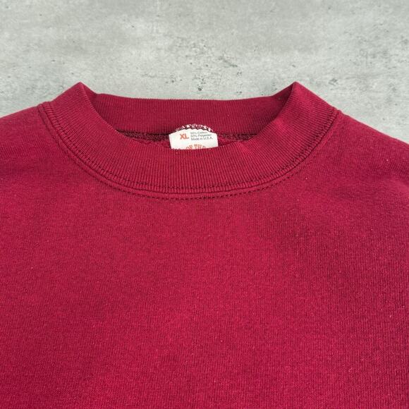 Vintage Blank Maroon Crewneck Sweatshirt Made in USA Mens Size XL - Picture 2 of 6